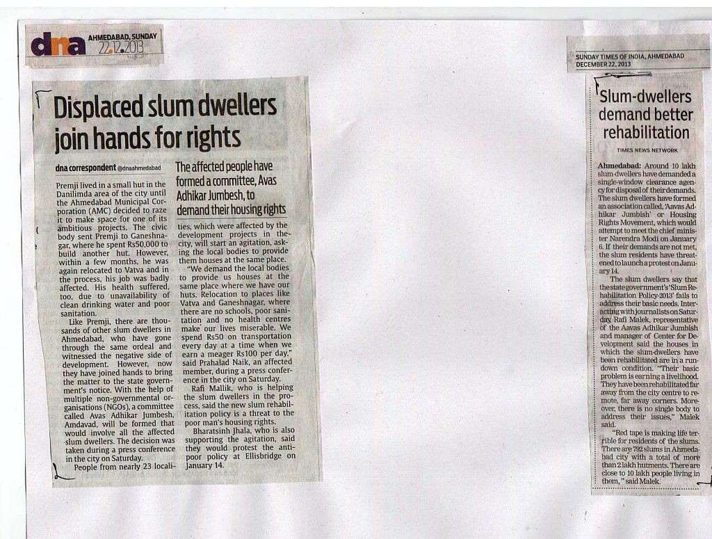 Displaced slum dwellers join hands for rights